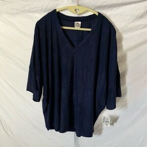 Natori: Blue Boxy (Wide) Short Sleeve Top- L